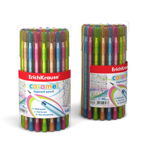 Карандаш сегментный ErichKrause® Caramel 1.5мм, НВ (в тубусе по 40 шт.)