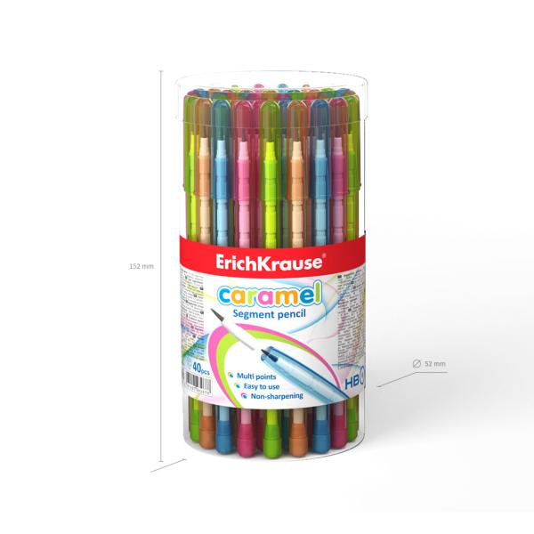 Карандаш сегментный ErichKrause® Caramel 1.5мм, НВ (в тубусе по 40 шт.)