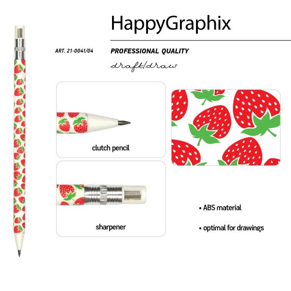 Карандаш цанговый 2 мм с точилкой "FunGraphix. Клубнички"