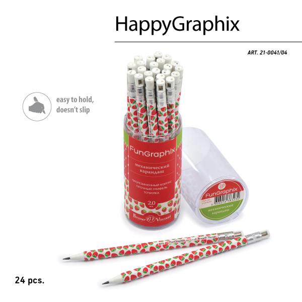 Карандаш цанговый 2 мм с точилкой "FunGraphix. Клубнички"