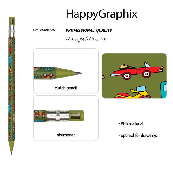 Карандаш цанговый 2 мм с точилкой "FunGraphix. Машинки"