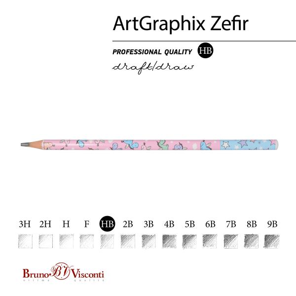 Карандаш ч/г "ArtGraphix. Zefir. Единорожки в облачках" HB (пластиковый корпус)