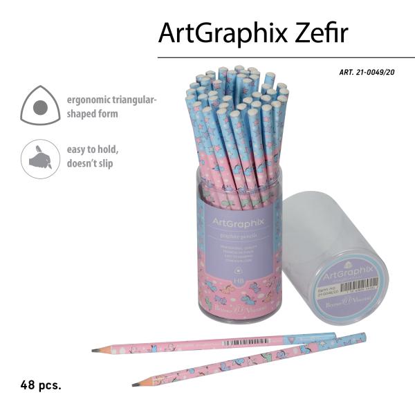 Карандаш ч/г "ArtGraphix. Zefir. Единорожки в облачках" HB (пластиковый корпус)