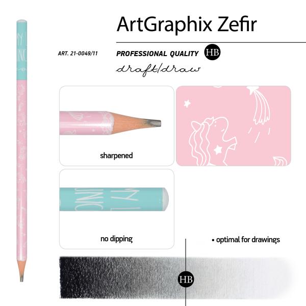Карандаш ч/г "ArtGraphix. Zefir. Зефирные животные. Единорожки" HB (пластиковый корпус)