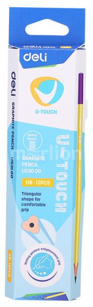 Карандаш ч/г HB Deli  U-Touch трехгран. тополь корпус ассорти
