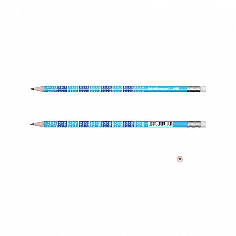 Карандаш ч/г HB ErichKrause® 2x2 с ластиком круглый  (в тубусе по 42 шт.)