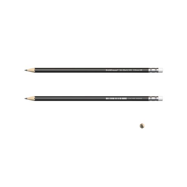 Карандаш ч/г HB ErichKrause® Jet Black 101   шестигранный с ластиком