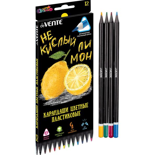 Карандаши 12 цв. "deVENTE. Juicy Black" 2М, трёхгранные, пластиковые