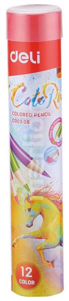 Карандаши 12 цв. тополь, Deli ColoRun, пенал 