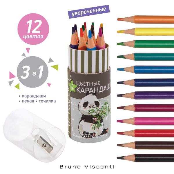 Карандаши 12 цв. укороченные, BV FunColor, пенал