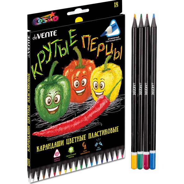 Карандаши 18 цв. "deVENTE. Juicy Black" 2М, трёхгранные, пластиковые