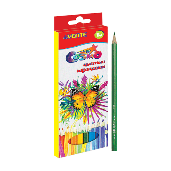 Карандаши 18 цв. 2М, грифель 2,8 мм, шестигранные, deVENTE Cosmo