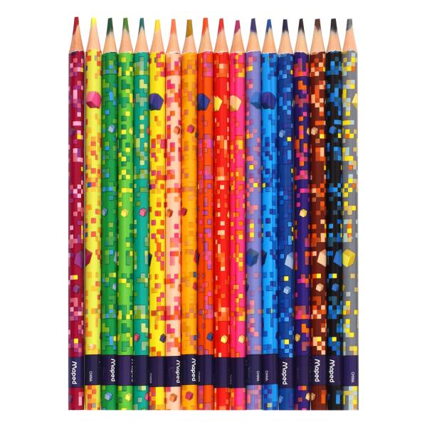 Карандаши 18 цв. Maped PIXEL PARTY пластиковые, треугольные, декорированные, в картонной коробке с п