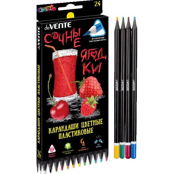 Карандаши 24 цв. "deVENTE. Juicy Black" 2М, трёхгранные, пластиковые