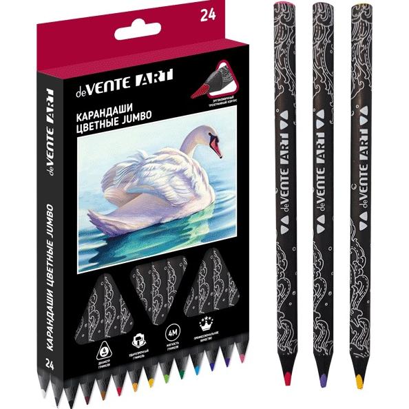 Карандаши 24 цв. "deVENTE. Jumbo Art" диаметр корпуса 10 мм, диаметр грифеля 4 мм, трехгранные, в ка