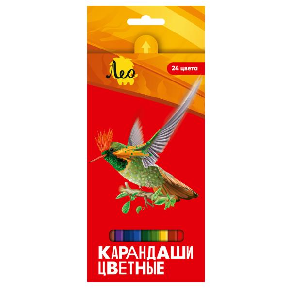 Карандаши 24 цв. "Лео" "Ярко" заточенный