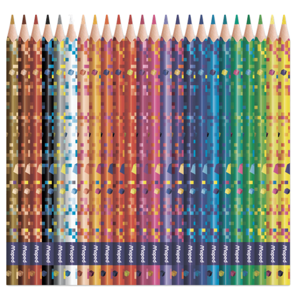 Карандаши 24 цв. Maped PIXEL PARTY пластиковые, треугольные, декорированные, в картонной коробке с п