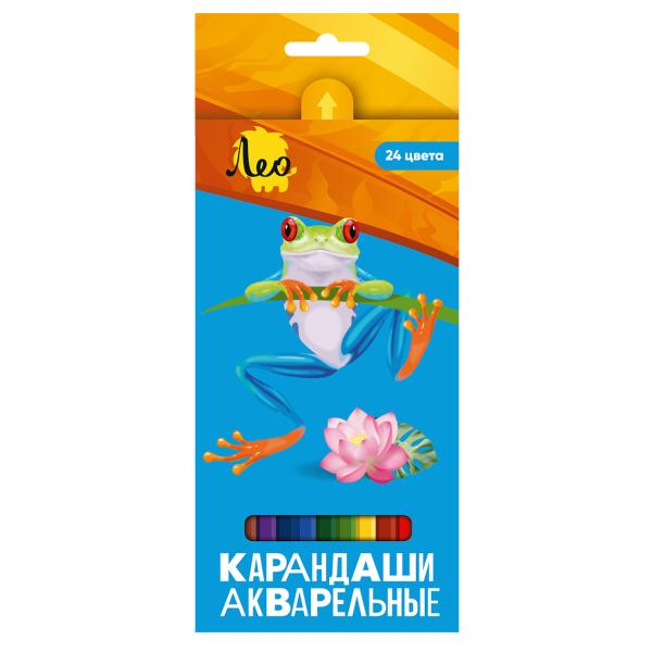 Карандаши 24 цв. акварельные "Лео"   "Ярко" заточенный