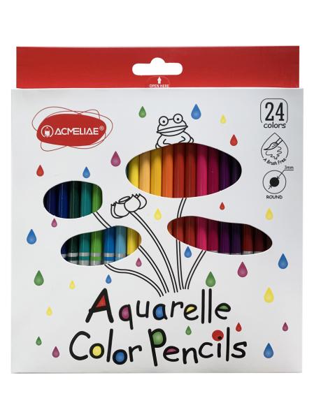 Карандаши 24 цв. акварельные ACMELIAE + кисточка,