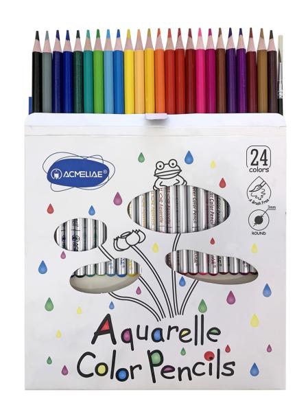 Карандаши 24 цв. акварельные ACMELIAE + кисточка,