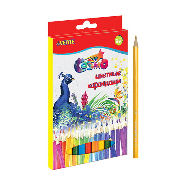 Карандаши 36 цв, 2М, грифель 2,8 мм, шестигранные, deVENTE Cosmo