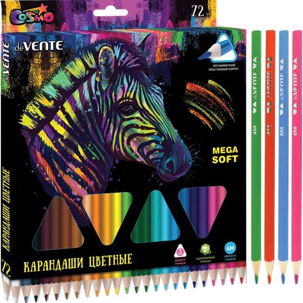 Карандаши 72 цв. "deVENTE. Trio Mega Soft" 4М, трехгранные,