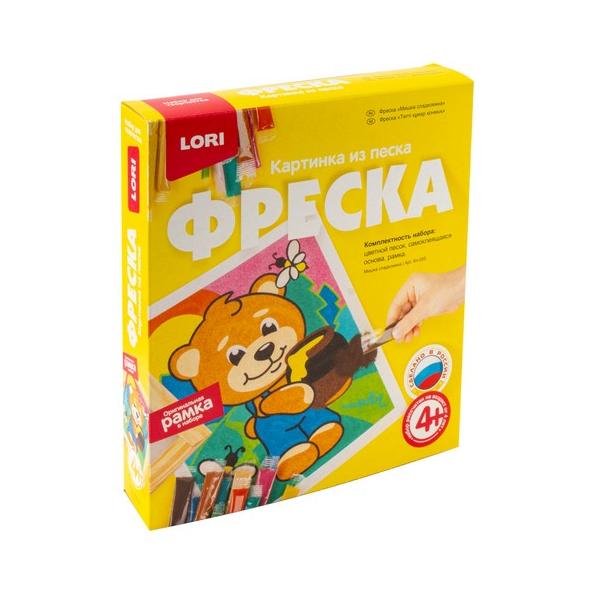 Картина из песка. Фреска. "Мишка сладкоежка"