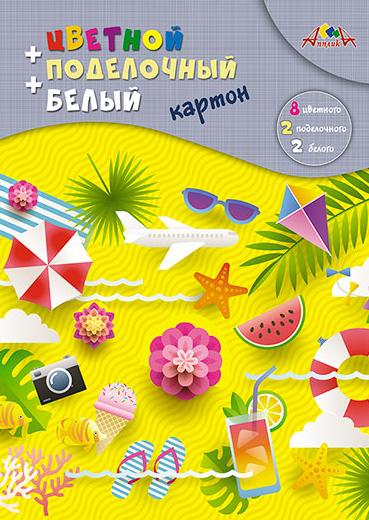 Картон 10 цв.+2 белых, 12 л, гребень, Яркое лето