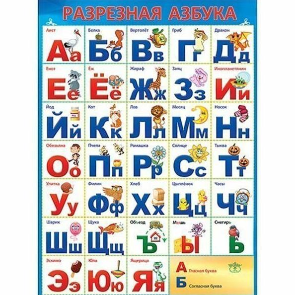 Карточка обучающая "Разрезная Азбука" А4