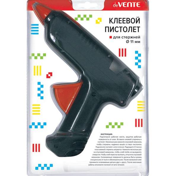 Клеевой пистолет "deVENTE" 60 Вт, для стержня Ø 11 мм, 2 стержня в комплекте, в двустороннем блистер
