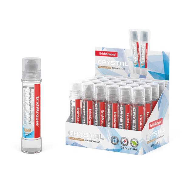 Клей канцелярский 50ml ErichKrause® Crystal (в дисплее по 24 шт.)
