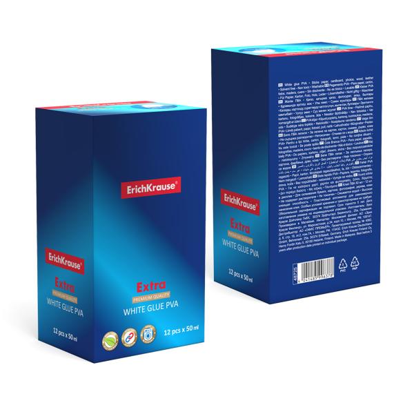 Клей ПВА ErichKrause Extra, 50мл (в дисплее по 12 шт.)
