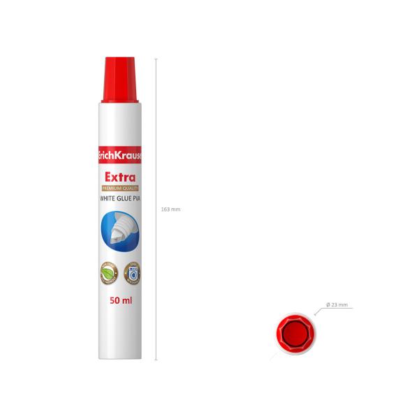 Клей ПВА ErichKrause Extra, 50мл (в дисплее по 12 шт.)