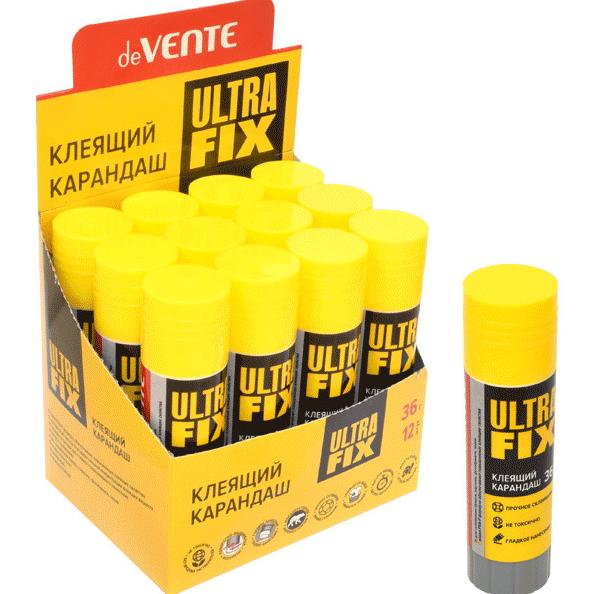 Клей-карандаш 36 г "deVENTE. Ultra Fix" PVA-P основа, в картонном дисплее с пластиковым поддоном
