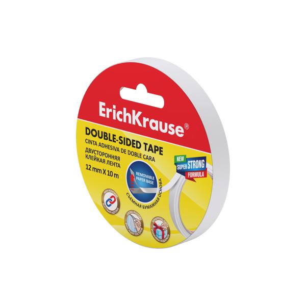 Клейкая лента двусторонняя 12 мм * 10 м ErichKrause, прозрачная,