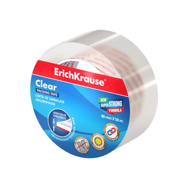 Клейкая лента упаковочная 48 мм * 50 м ErichKrause Clear, прозрачная, (в пленке по 1 шт.)