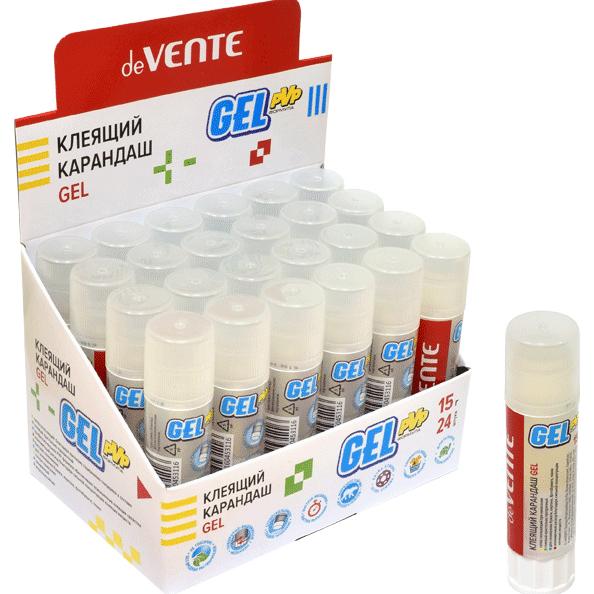 Клеящий карандаш PVP основа "deVENTE. Gel" 15 г гелевый кристально-прозрачный, в картонном дисплее с
