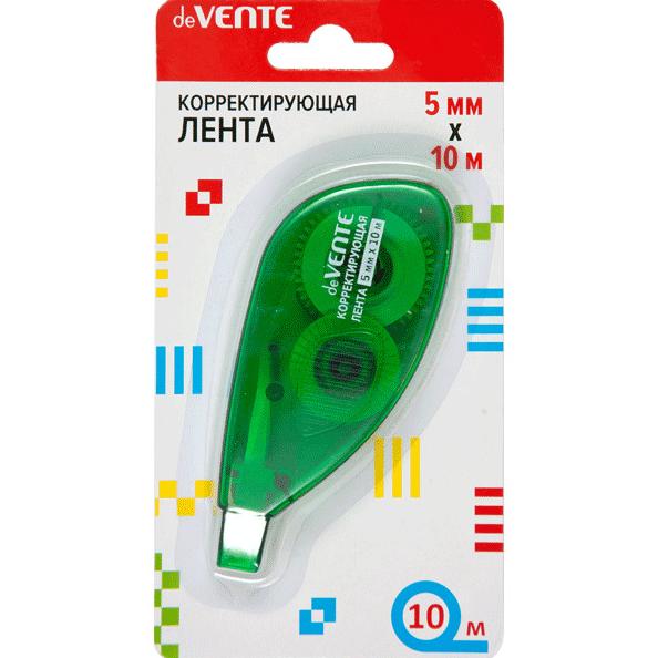 Корректир. лента 5мм х 10м "deVENTE" 3 цвета ассорти (синий, зеленый, оранжевый) в картонном блистер