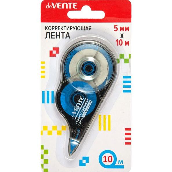 Корректир. лента 5мм х 10м "deVENTE" черно-синий полупрозрачный корпус, фронтальный аппликатор