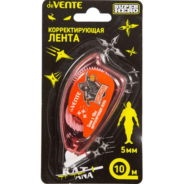 Корректир. лента 5мм х 10м "deVENTE. SuperHero" полупрозрачный красный корпус, фронтальный апплика