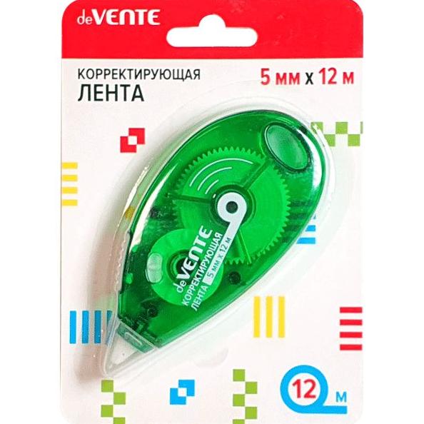 Корректир. лента 5мм х 12м "deVENTE" зеленый полупрозр. корпус, фронтальный аппликатор
